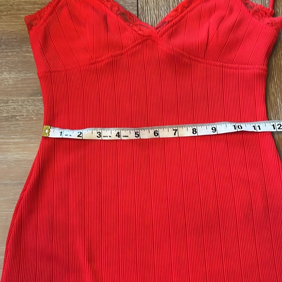Urban Outfitters red mini dress small. Stretchy, lace. New with Tags, small flaw - Picture 6 of 8
